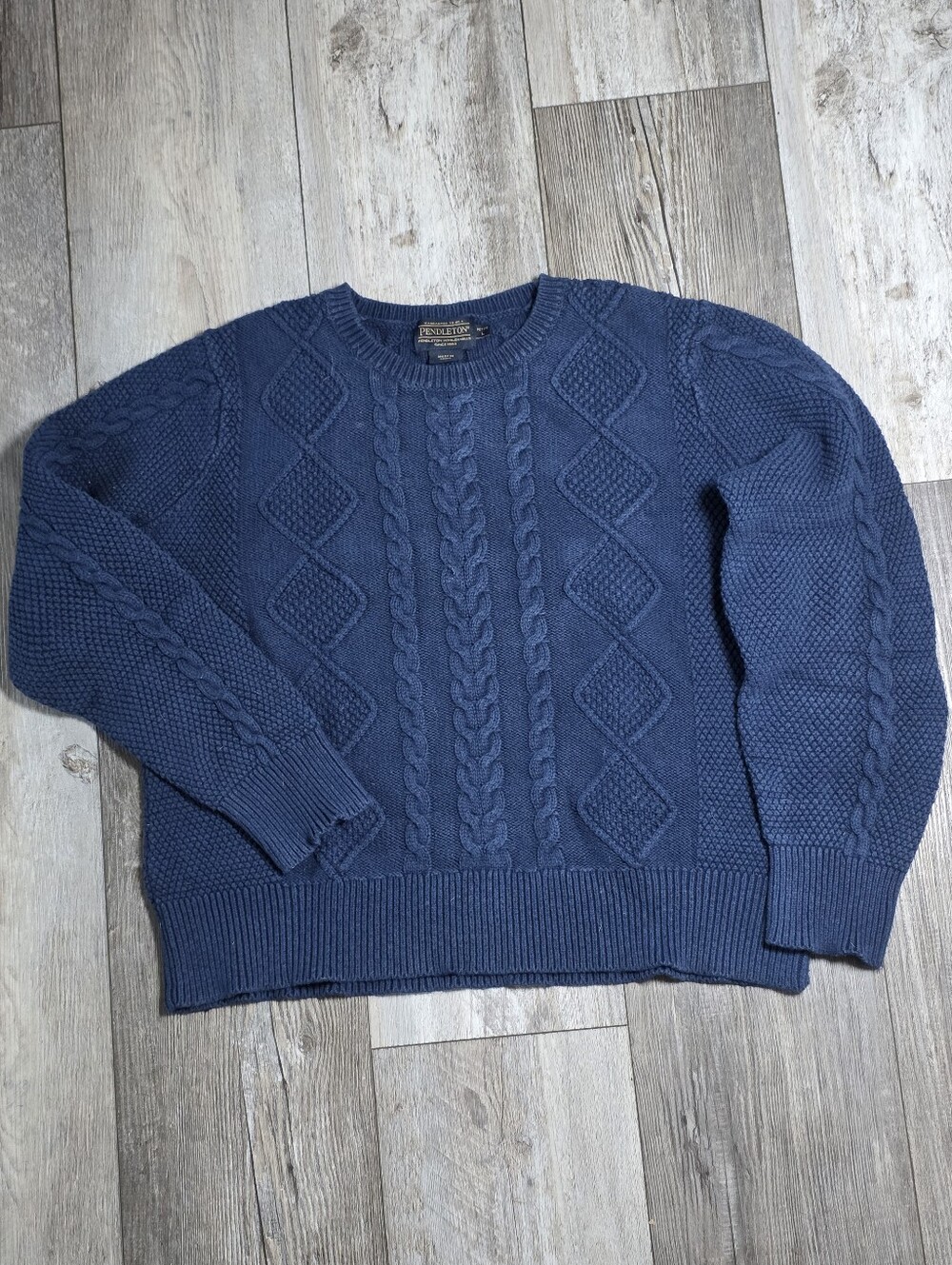 Pendleton Alpine Getaway Cable Knit  Cotton Cashmere Blend Sweater Sz PL